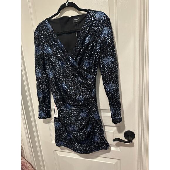Bardot Blue Sequin Wrap Dress - Size M - NWT - Picture 5 of 9